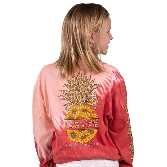 NWT Simply Southern graphic sunflower pineapple long sleeve tie dye t-shirt - Picture 4 of 4